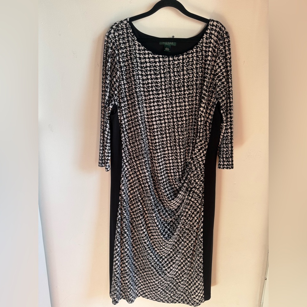 Lauren Ralph Black and White Houndstooth Dress